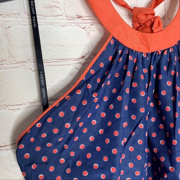 Marc Jacobs Womens Blue Polka Dot 100% Silk Halter Top Size XS/ S - Picture 3 of 7